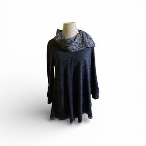 Soft Surroundings Weekending Cowl Neck Pullover blue marled, size PM